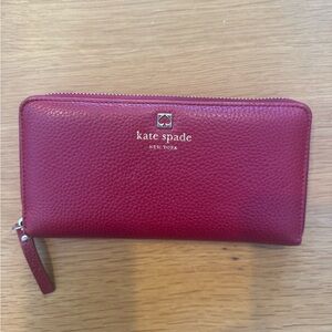 Kate Spade Burgundy Leather Zip Wallet